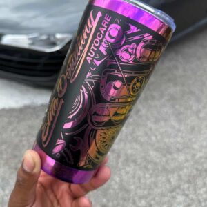 Purple & Gold Elite Gear Wrap Insulated Engraved Tumbler 20oz