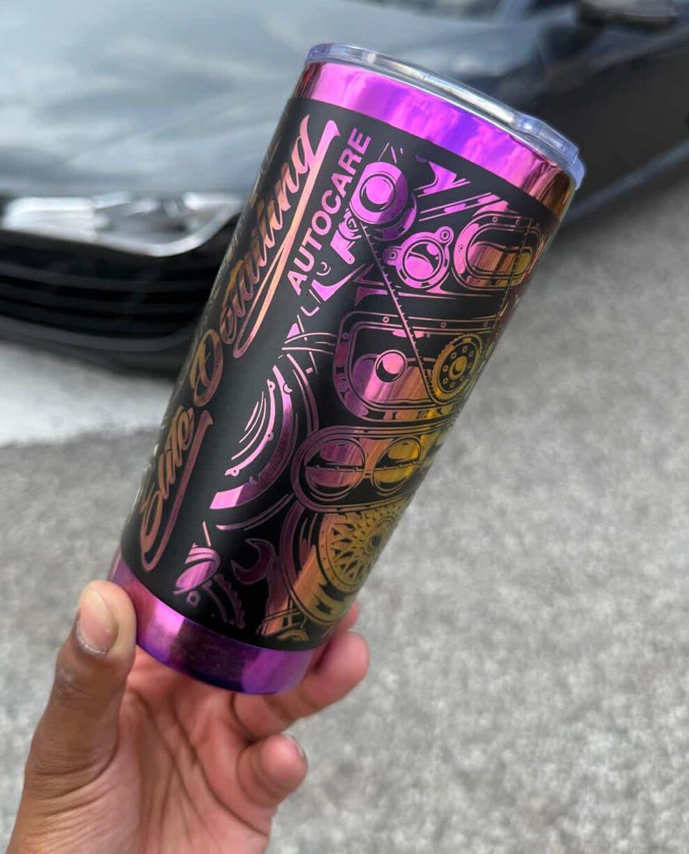 Purple & Gold Elite Gear Wrap Insulated Engraved Tumbler 20oz